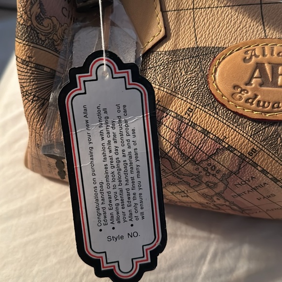 Allan Edward world map satchel new some marks see photos I pointed out. NWT - Picture 3 of 14